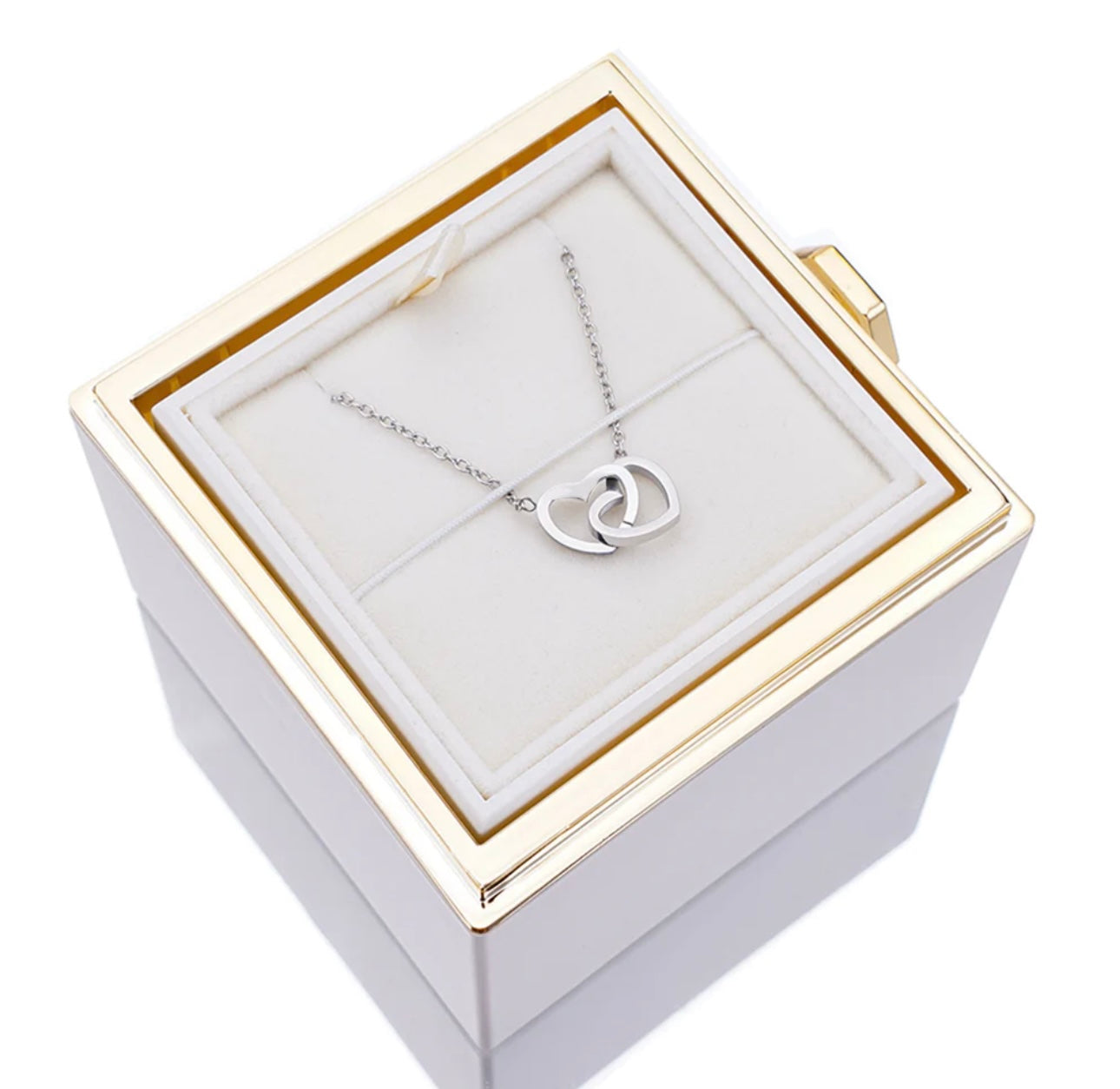 Rose Box with Engraved Necklace and Real Rose