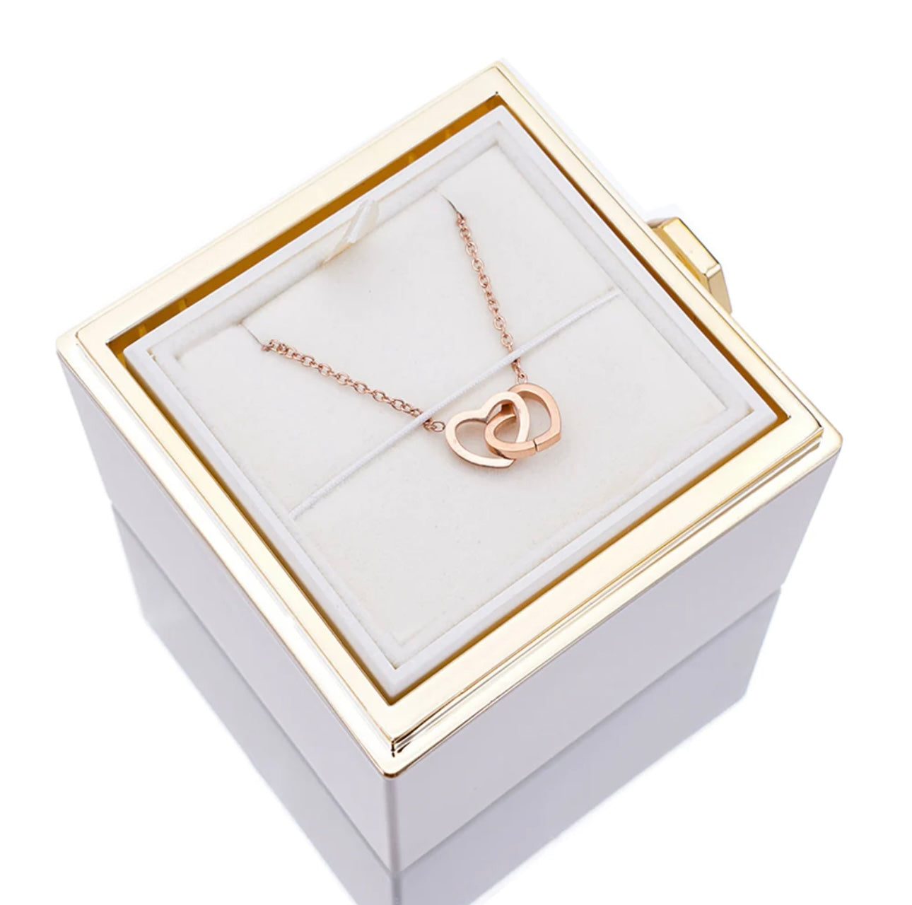 Rose Box with Engraved Necklace and Real Rose