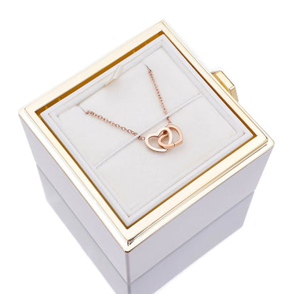 Rose Box with Engraved Necklace and Real Rose