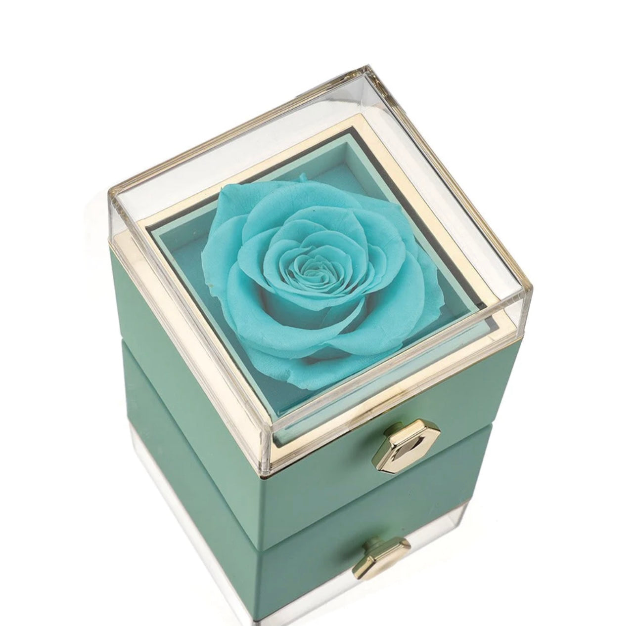 Rose Box with Engraved Necklace and Real Rose