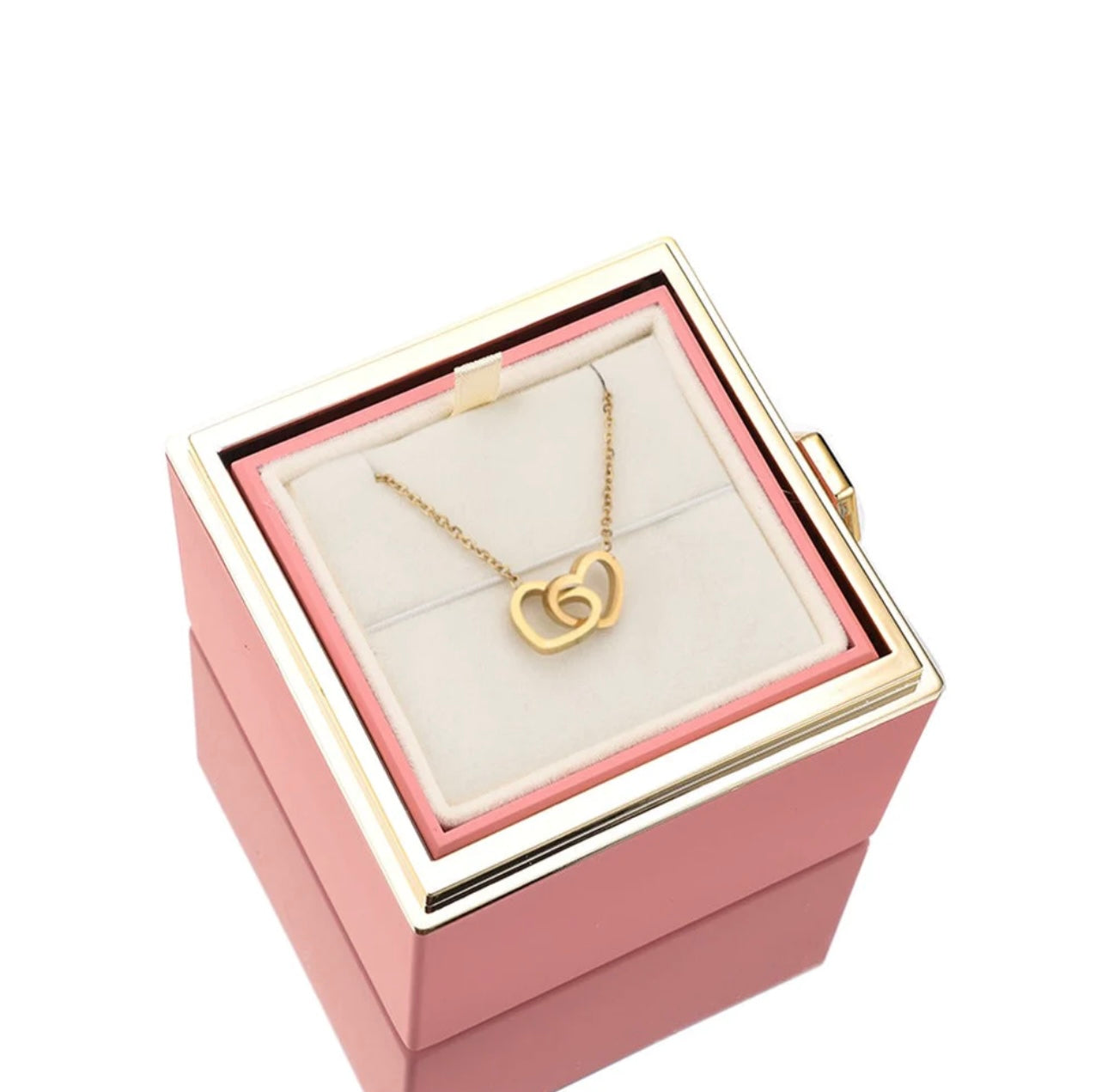 Rose Box with Engraved Necklace and Real Rose