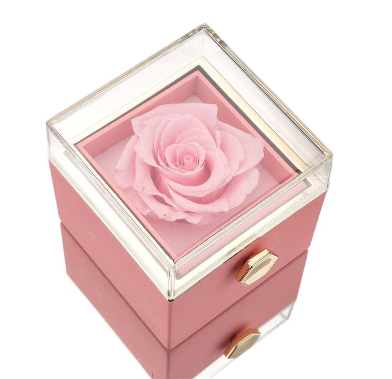 Rose Box with Engraved Necklace and Real Rose