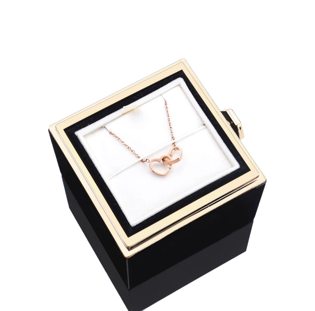 Rose Box with Engraved Necklace and Real Rose