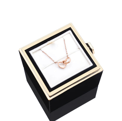 Rose Box with Engraved Necklace and Real Rose