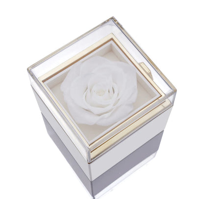 Rose Box with Engraved Necklace and Real Rose