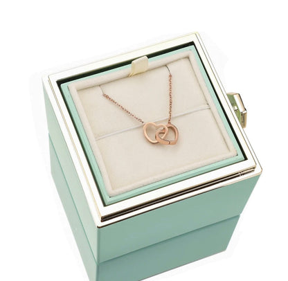 Rose Box with Engraved Necklace and Real Rose