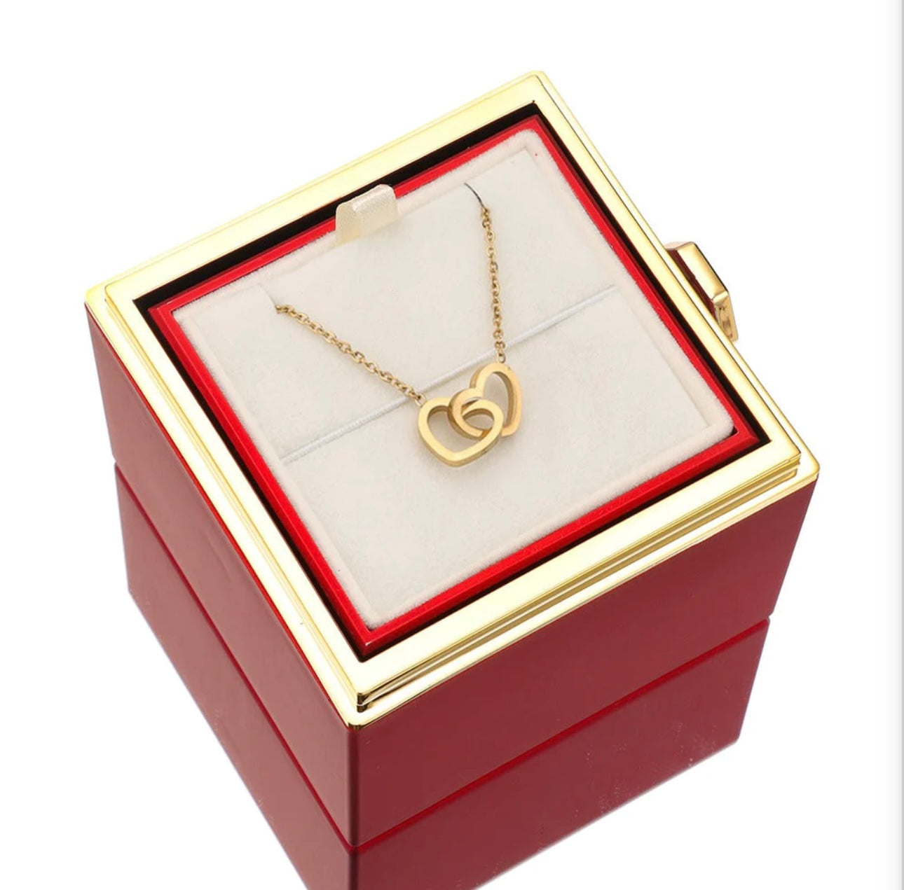 Rose Box with Engraved Necklace and Real Rose