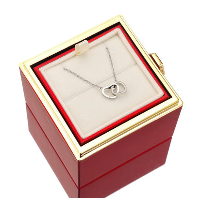 Rose Box with Engraved Necklace and Real Rose